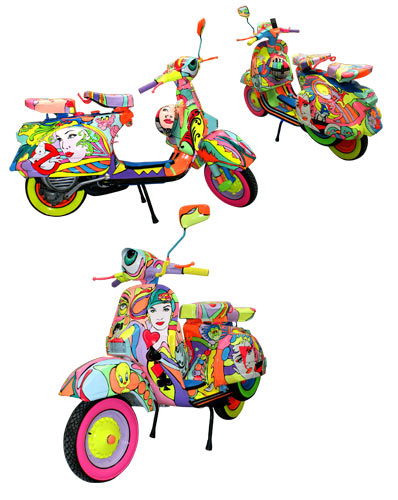 vespa entirely hand-painted with voiced iPod