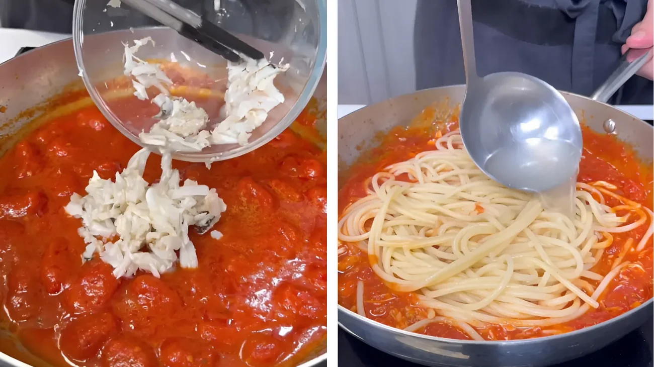 spaghetti con granchio blu